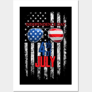 Independence Day American Flag Sunglasses 4th of July Posters and Art